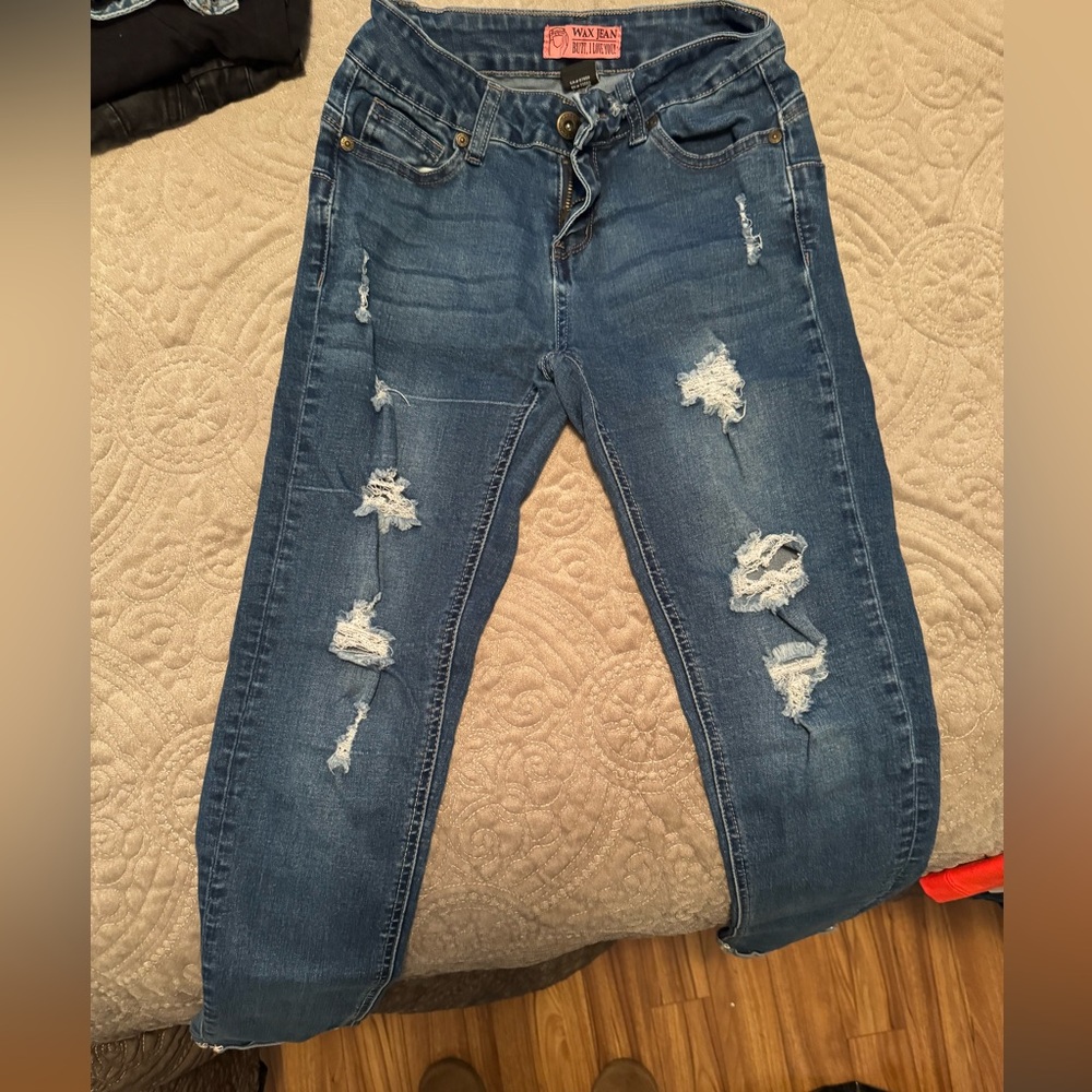 Distressed Blue Jeans